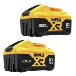 DeWalt DCB210-2 (2) 20V MAX XR 10 Ah Lithium-Ion Batteries - High Capacity Power for Cordless Tools
