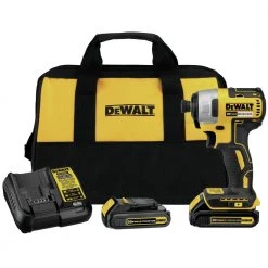 DeWalt DCF787C2 20V MAX Brushless Cordless Impact Driver Kit with (2) 1.3 Ah Batteries - Compact and Powerful