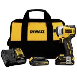 DeWalt DCF809C2 ATOMIC 20V MAX Brushless Cordless Impact Driver Kit with 2 Batteries | 1/4" Compact Design, High Torque, Lightweight