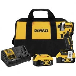 DeWalt DCF850P2 ATOMIC 20V MAX Brushless Cordless Impact Driver Kit with 2 Batteries (5 Ah) - 3-Speed, 1/4" Hex