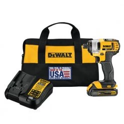 DeWalt DCF885C1 20V MAX Cordless Impact Driver Kit with 1.5 Ah Battery, Charger, and Bag
