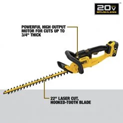 DeWalt DCHT820P1 20V MAX Brushed Lithium-Ion 22 In. Cordless Hedge Trimmer Kit (5 Ah) - Power and Precision for Your Yard -Dewalt Sales dewndcht820p1 i