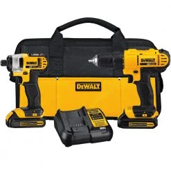 DEWALT DCK240C2 20V MAX Cordless Drill and Impact Driver Combo Kit, Compact, 1.3 Ah