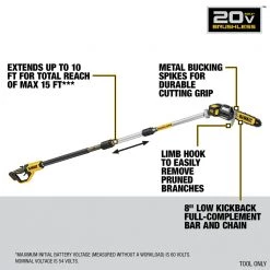 DEWALT DCPS620B 20V MAX XR Cordless Lithium-Ion Pole Saw (Tool Only) - Lightweight & Efficient -Dewalt Sales dewndcps620b e