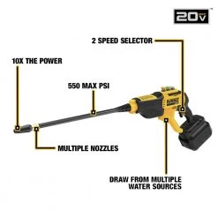 DEWALT DCPW550B 20V MAX 550 PSI Cordless Pressure Washer - Tool Only -Dewalt Sales dewndcpw550b l