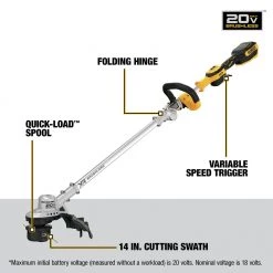 DEWALT DCST922B 20V MAX Lithium-Ion Cordless 14-Inch Folding String Trimmer (Tool Only) | Lightweight, Efficient & Portable -Dewalt Sales dewndcst922b d