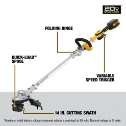 DEWALT DCST922P1 20V MAX Lithium-Ion Cordless 14-Inch Folding String Trimmer Kit (5 Ah) – Lightweight, Efficient & Durable -Dewalt Sales dewndcst922p1 k