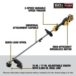 DeWalt DCST972X1 60V MAX Brushless Lithium-Ion 17" Cordless String Trimmer Kit (3 Ah) - Attachment Capable -Dewalt Sales dewndcst972x1 e