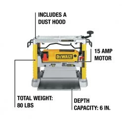 DeWalt DW734 120V 15 Amp Brushed 12-1/2 Inch Corded Thickness Planer with Three Knife Cutter-Head - Premium Woodworking Tool -Dewalt Sales dewndw734 j