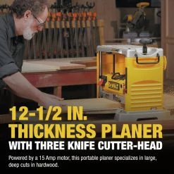 DeWalt DW734 120V 15 Amp Brushed 12-1/2 Inch Corded Thickness Planer with Three Knife Cutter-Head - Premium Woodworking Tool -Dewalt Sales dewndw734 k