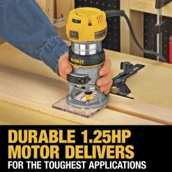 Dewalt DWP611 110V 7 Amp Variable Speed 1-1/4 HP Corded Compact Router with LED - Precision Woodworking Tool -Dewalt Sales dewndwp611 n
