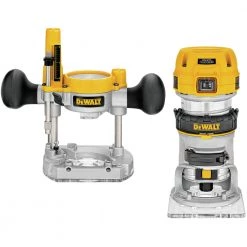 Dewalt DWP611PK 110V 7 Amp Variable Speed 1-1/4 HP Corded Compact Router With LED Combo Kit - Power Tools for Woodworking