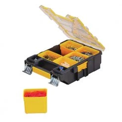 DeWalt DWST14735 Mid-Size Pro Organizer With Metal Latches - Yellow/Clear, 4.56 In. X 10.31 In. X 13.66 In. | Tool Storage Case -Dewalt Sales dewndwst14735 b